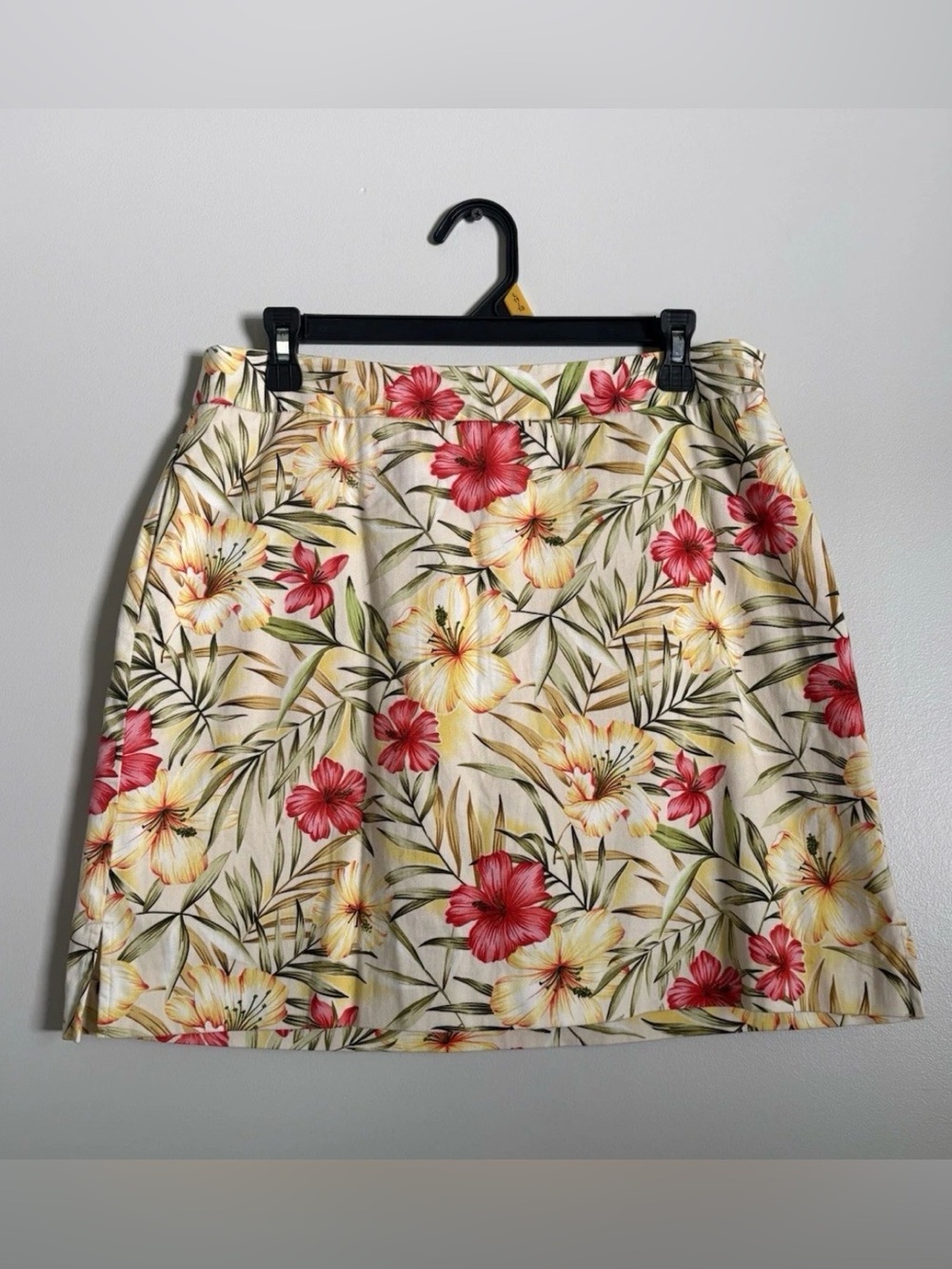 Vintage Floral Golf Country Club Resort Tropical Cotton Blend Stretch Skort